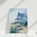 Boho Watercolor Beach House Art Poster<br><div class="desc">Boho Watercolor Beach House Art Poster</div>