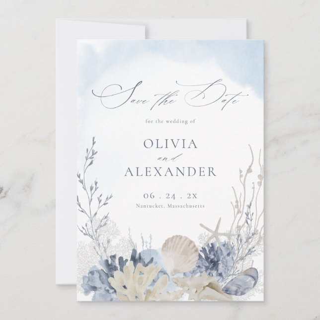 Boho Watercolor Beach Wedding Photo Spara Datumet (Framsida)