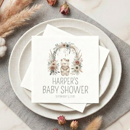 Boho Watercolor Björn Bebis Dopp Pappersservett