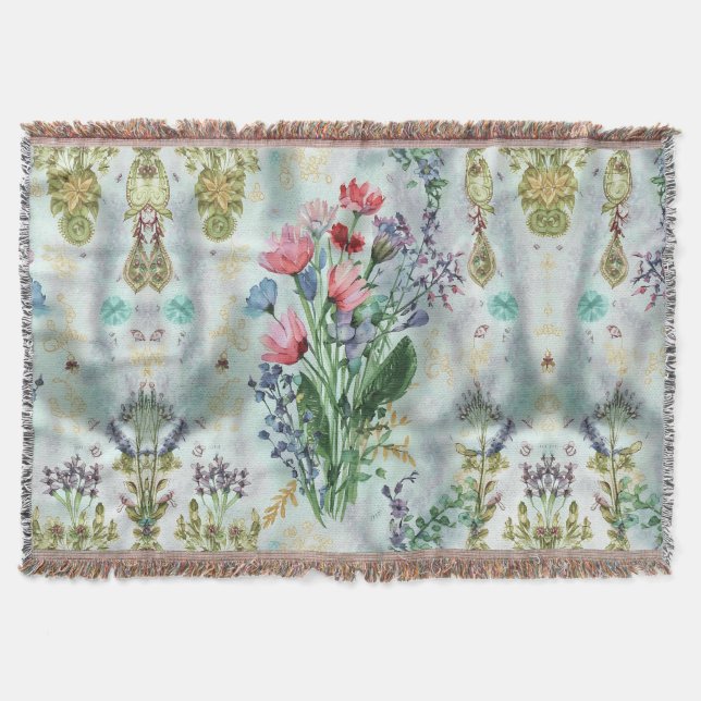 Boho Watercolor Blanket - Dreamy Pastel Throw Filt (Framsidan)