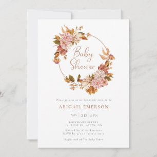 Boho Watercolor Blommig Baby Shower Inbjudan