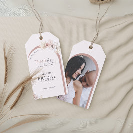 Boho Watercolor Blommig Båge Bröllopsdusch Presentetikett