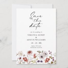 Boho Watercolor Blommig Bröllop Spara Datumet