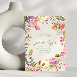 Boho Watercolor Blommig Bröllopsdusch Inbjudningar