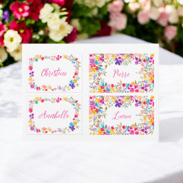Boho Watercolor Blommig Bröllopsplatskortsmall Tem Inbjudningar