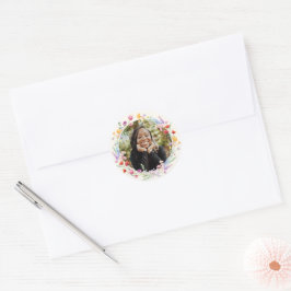 Boho Watercolor Blommig Examen Foto Runt Klistermärke