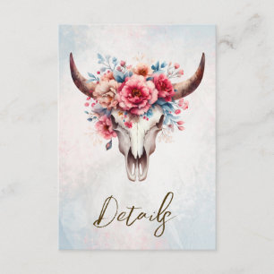 Boho Watercolor Blommig Kowskalle Bröllop QR-kod Tilläggskort