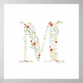 Boho Watercolor Blommig  Poster
