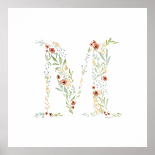 Boho Watercolor Blommig  Poster