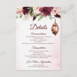 Boho Watercolor Blommigt Accomodododations Tilläggskort