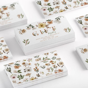 Boho Watercolor Blommigt Baby Shower Gift Registry Visitkort