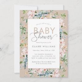 Boho Watercolor Blommigt Baby Shower-inbjudan Inbjudningar