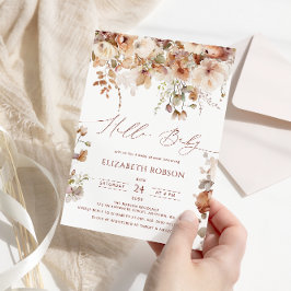 Boho Watercolor Blommigt Baby Shower Inbjudningar