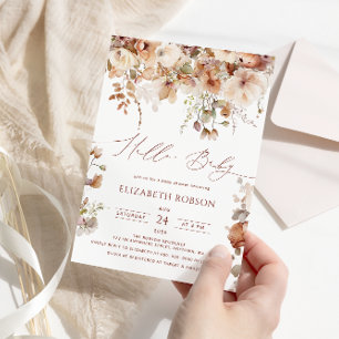 Boho Watercolor Blommigt Baby Shower Inbjudningar