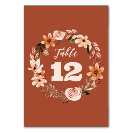 Boho Watercolor Blommigt Bröllop Bordsnummer