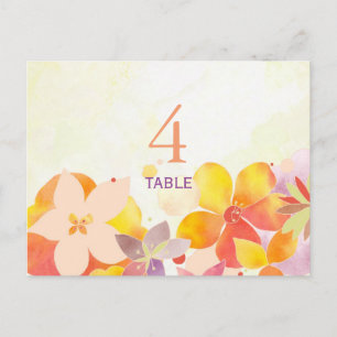 Boho Watercolor Blommigt Bröllop Bordsnummer Card