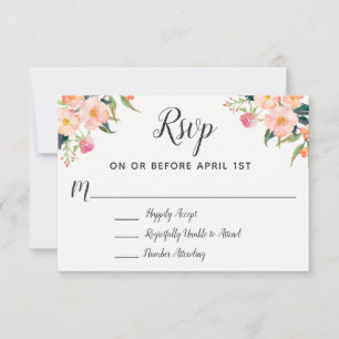 Boho Watercolor Blommigt Bröllop OSA Kort