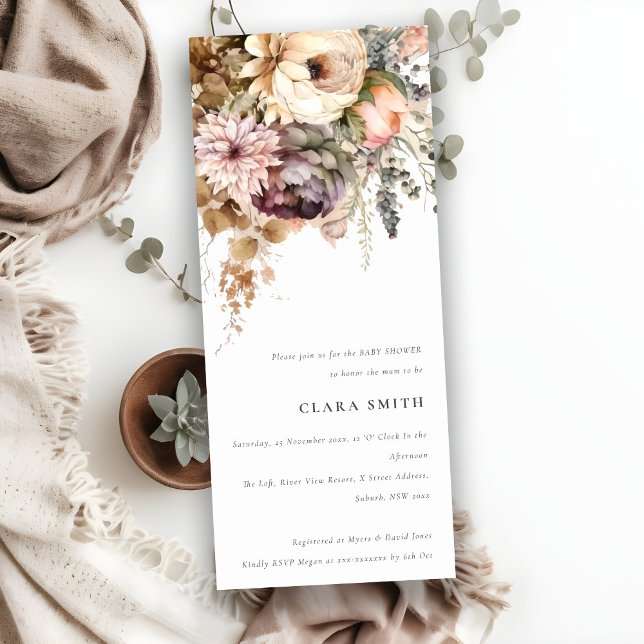 Boho Watercolor Blommigt Bunch Baby Shower Inbjudningar (Skapare uppladdad)