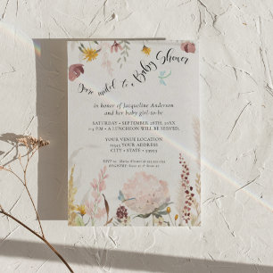 BOHO Watercolor Blommigt Butterfly Flicka Inbjudningar