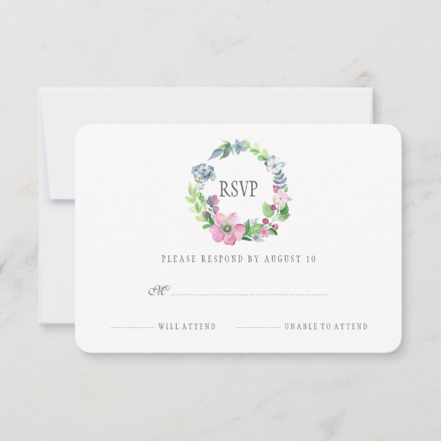 Boho Watercolor Blommigt & Butterfly | OSA Kort (Framsida)