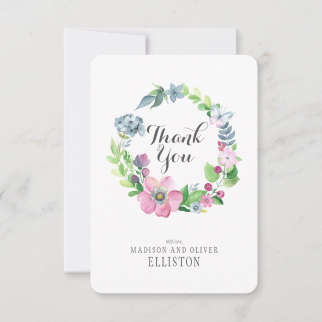 Boho Watercolor Blommigt & Butterfly | TACK (Framsida)