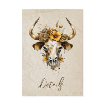 Boho Watercolor Blommigt Cow Skull Bröllop QR-kod