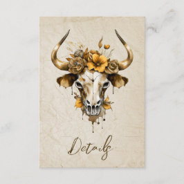 Boho Watercolor Blommigt Cow Skull Bröllop QR-kod Tilläggskort