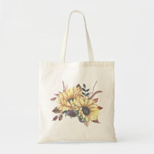 Boho Watercolor Blommigt Gult Solros Tygkasse