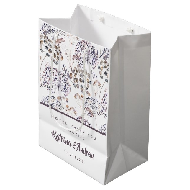 Boho Watercolor Blommigt Hotel Bröllop Gift Bags (Framsidan Vinklad)