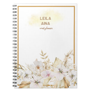 Boho Watercolor Blommigt Island Anteckningsbok