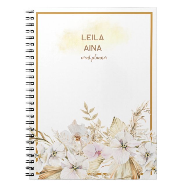 Boho Watercolor Blommigt Island Anteckningsbok (Framsidan)