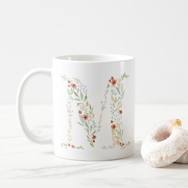 Boho Watercolor Blommigt Kaffemugg (Med munk)