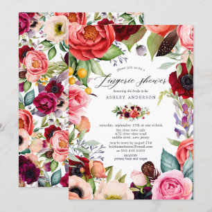 Boho Watercolor Blommigt Möhippa Lingerie Shower Inbjudningar