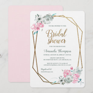 Boho Watercolor Blommigt möhippa Rosa Guld Inbjudningar