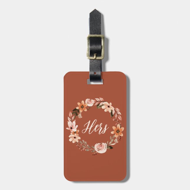 Boho Watercolor Blommigt Personlig Gift Märkre Bagagebricka (Vertikal Framsida)