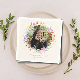 Boho Watercolor Blommigt Photo Studenten Pappersservett