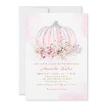 Boho Watercolor Blommigt Pumpkin Girl Baby Shower