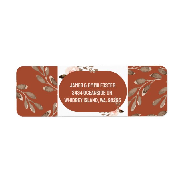 Boho Watercolor Blommigt Returetiketters Returadress Etikett (Framsidan)