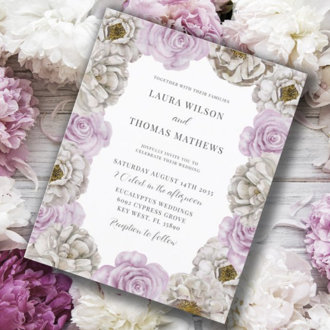 Boho Watercolor Blommigt Rosa & White Bröllop (Skapare uppladdad)