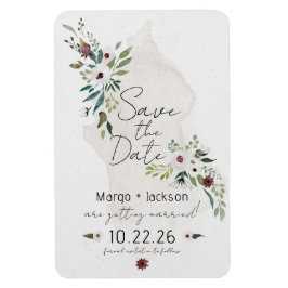Boho Watercolor Blommigt Spara datum magneter