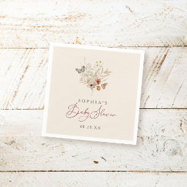 Boho Watercolor Blommigt WildblomBaby Shower Pappersservett