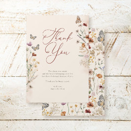 Boho Watercolor Blommigt WildblomBaby Shower Tack Kort