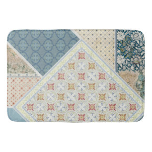 BOHO Watercolor Blommigt William Morris Blue Triba Badrumsmatta