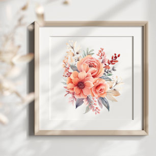 Boho Watercolor Blommigts Stänk Art Splatter Poste Poster
