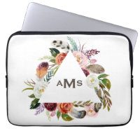 Boho Watercolor Blommigts Triangle Ram Monogram