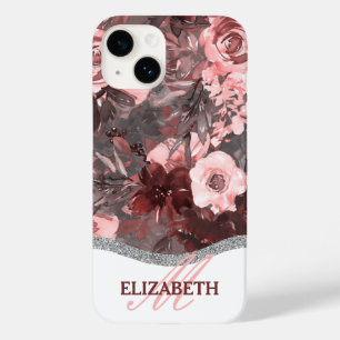 Boho Watercolor Blommönster - Rosa Monogram