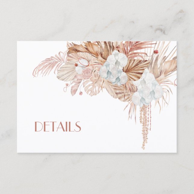 Boho Watercolor Blommor Bröllopsdetaljer Tilläggskort (Framsida)