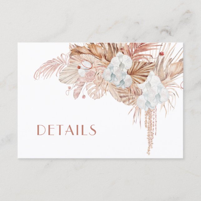 Boho Watercolor Blommor Bröllopsdetaljer Tilläggskort (Framsida)