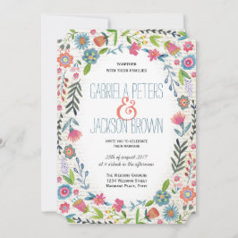 Boho Watercolor Blommor | Bröllopsinbjudningar Inbjudningar