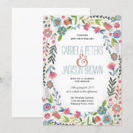 Boho Watercolor Blommor | Bröllopsinbjudningar Inbjudningar